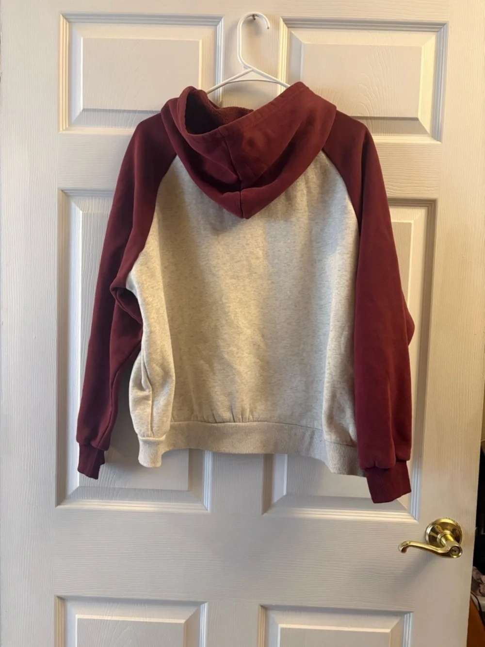 Edikted Maroon and Light Gray Bow Detail Crewneck Hoodie - Picture 4 of 5